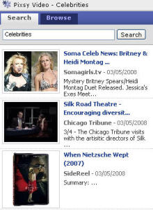 Pixy create a celebrity search widget for Pageflakes