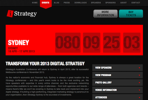 iStrategy Conference Syndey website screen shot