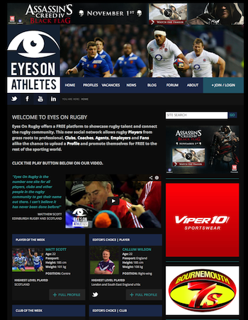 Eyes On Athletes website screenshot