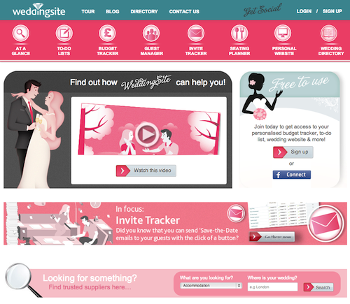 Hyperlink to WeddingSite website homepage image