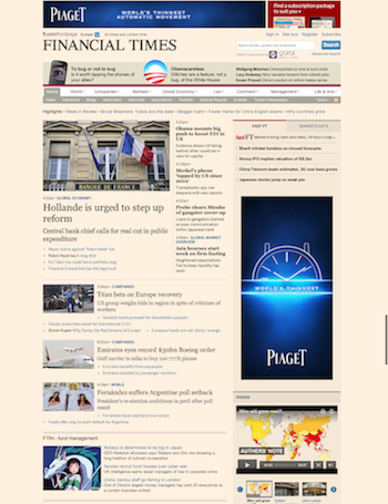 FT.com homepage screenshot