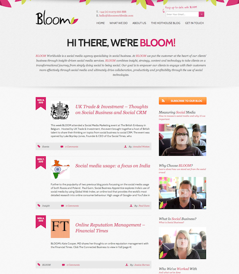 BLOOM Worldwide webiste homepage