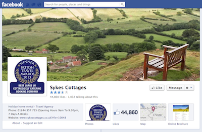 Sykes Cottages Facebook homepage