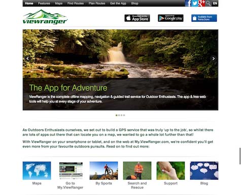 ViewRanger website homepage