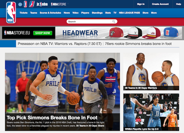 NBA homepage image