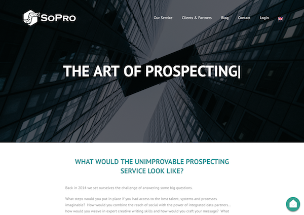 SoPro homepage image the art of social prospecting