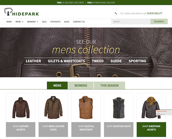 Hidepark leather homepage