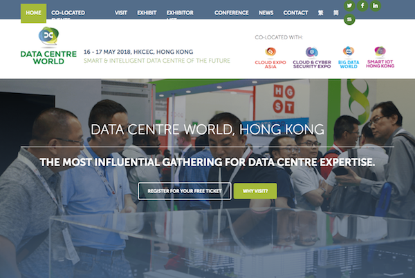 Hyperlink to Data Centre World, Hong Kong 2018 website 600x403