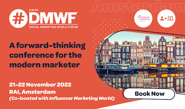 Hyperlink to register for the Digital Marketing World Forum DMWF Europe conference website from 600x300 banner